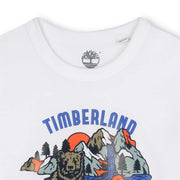 Closer look at the Timberland logo t-shirt.