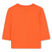 Back of the Timberland orange long sleeve t-shirt.