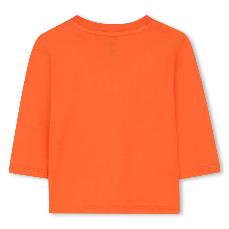 Back of the Timberland orange long sleeve t-shirt.