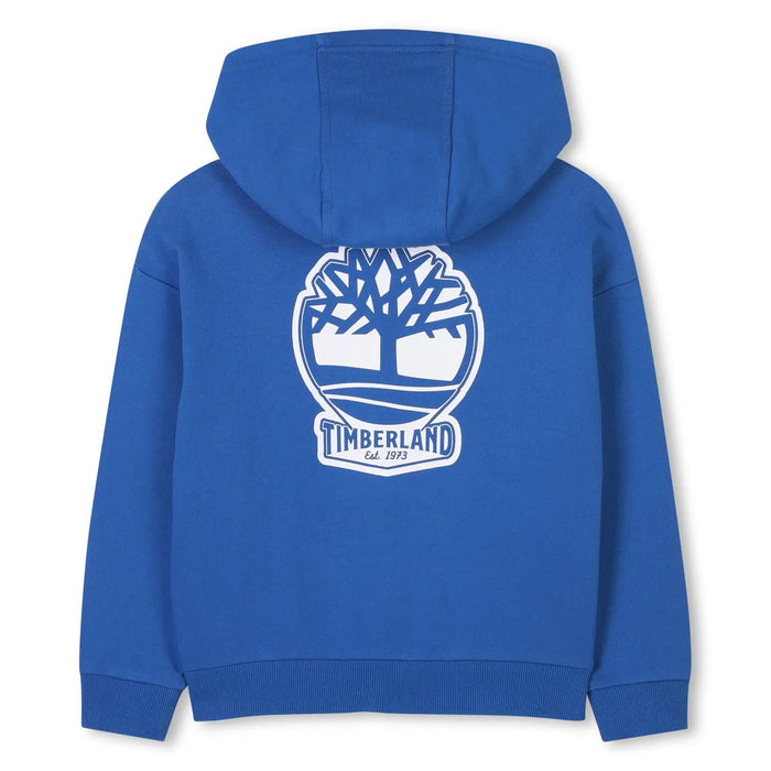 Timberland zip up hoodie with tree logo on the back.