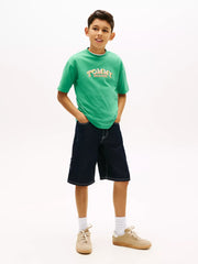 Boy modelling the Tommy Hilfiger 3d logo t-shirt.