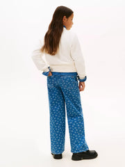 Rear view of the Tommy Hilfiger cream arched logo sweatshirt.