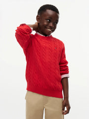 Closer look at the Tommy Hilfiger cable knit sweater.