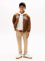 Boy modelling the Tommy Hilfiger cargo pants.