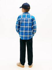 Rear view of the Tommy Hilfiger check shirt.