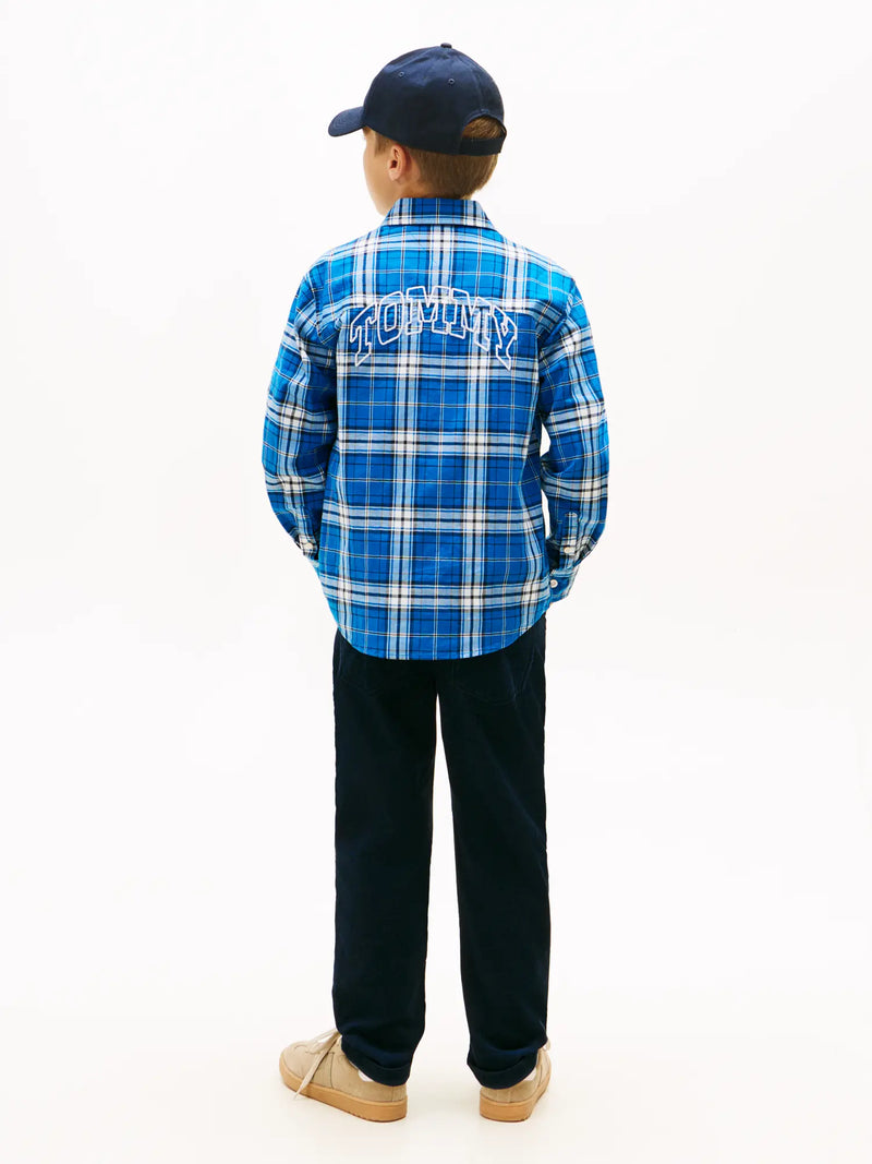 Rear view of the Tommy Hilfiger check shirt.