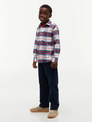 Boy wearing the Tommy Hilfiger check shirt.
