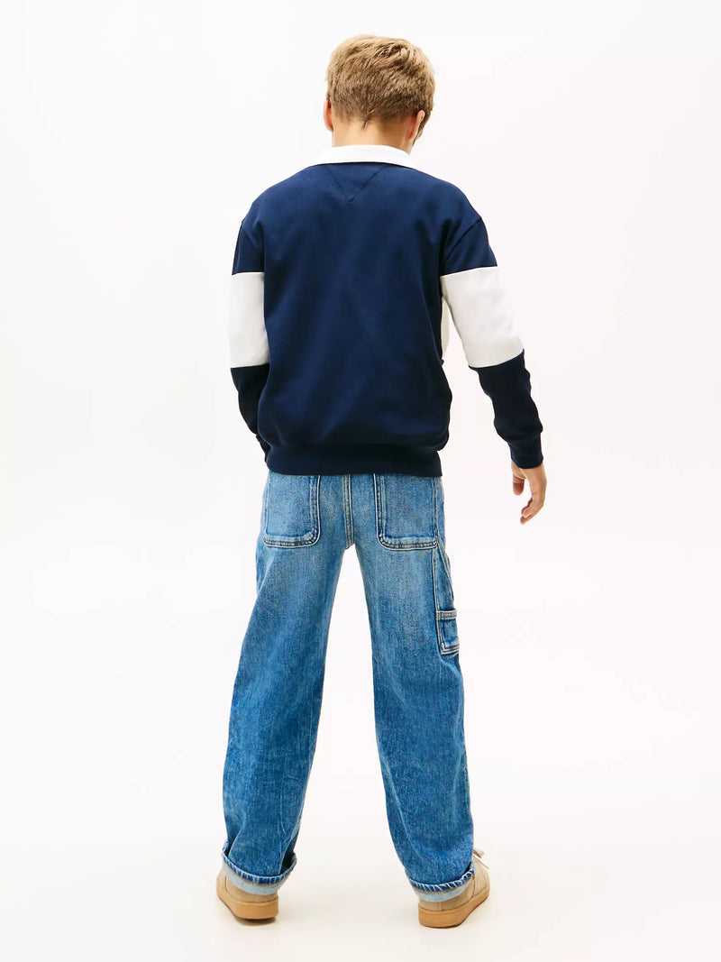 Back of the Tommy Hilfiger boy's colourblock polo shirt.