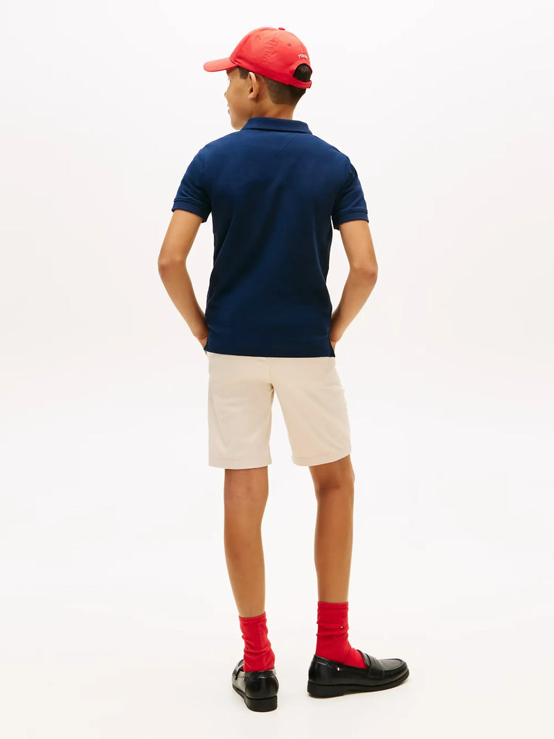 Rear view of the Tommy Hilfiger colourblock polo shirt.