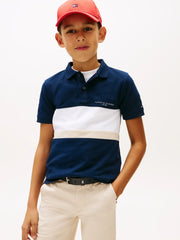 Closer look at the Tommy Hilfiger colourblock polo shirt.