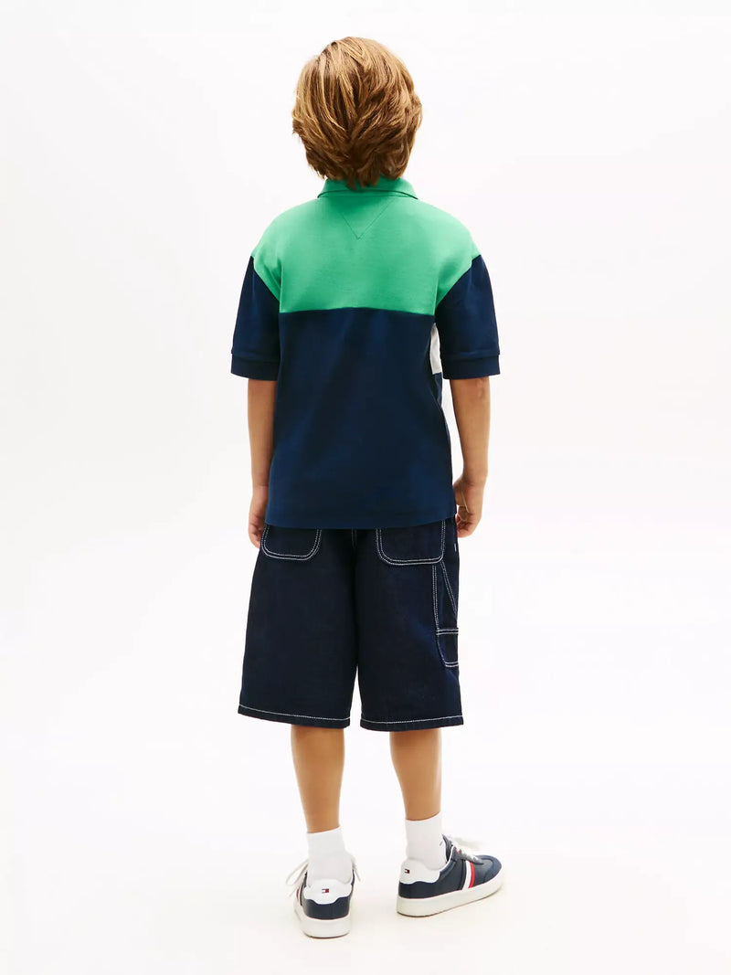 Back of the Tommy Hilfiger colourblock polo shirt.