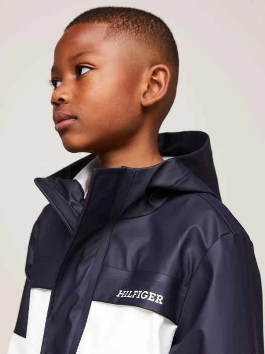 Closer view of the Tommy Hilfiger colourblock windbreaker.
