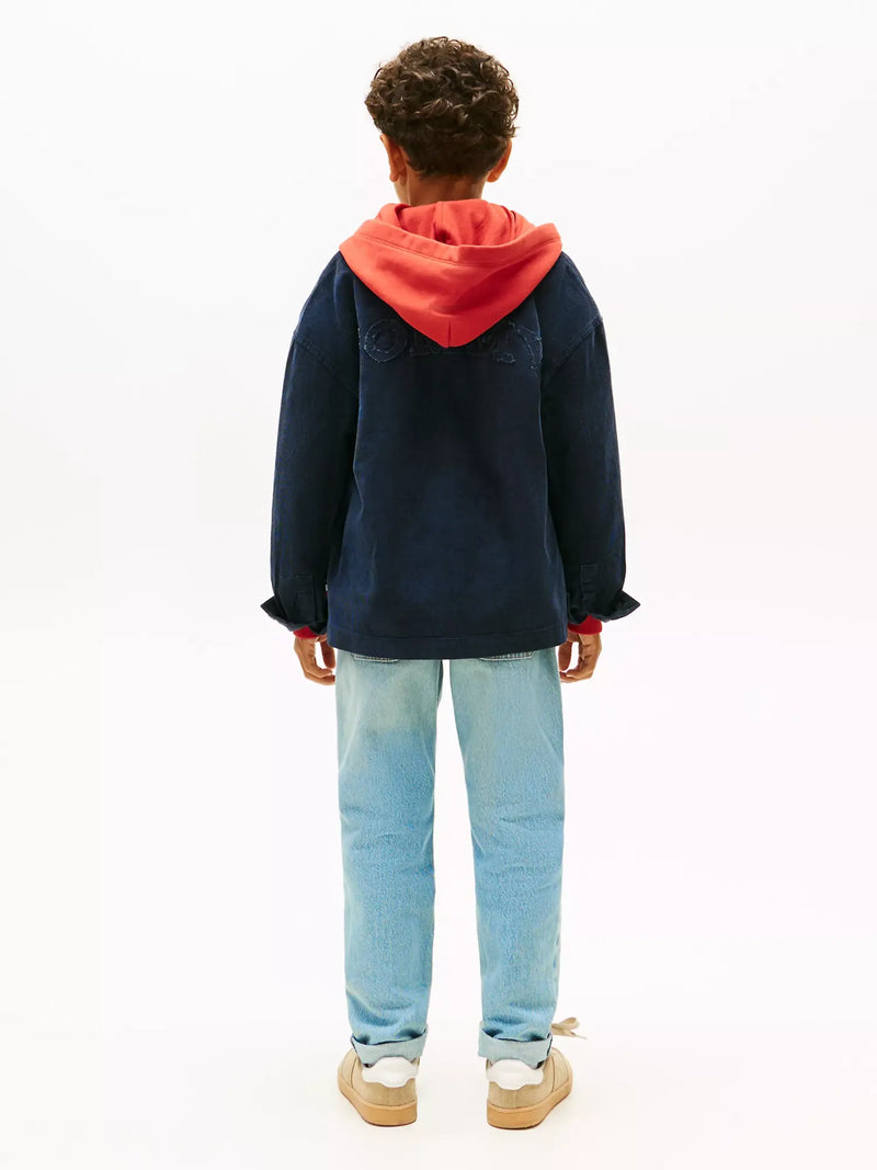 Back of the Tommy Hilfiger navy corduroy shirt.