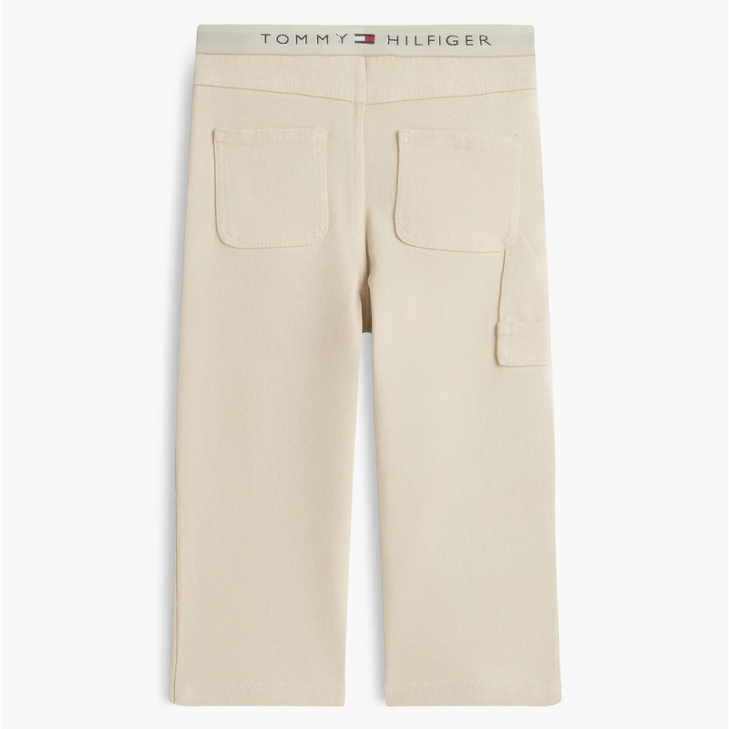 Back of the Tommy Hilfiger beige denim joggers.