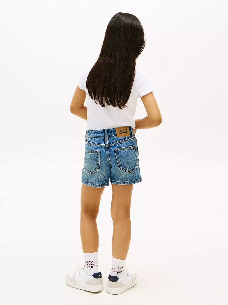 Back of the Tommy Hilfiger girl's denim shorts.