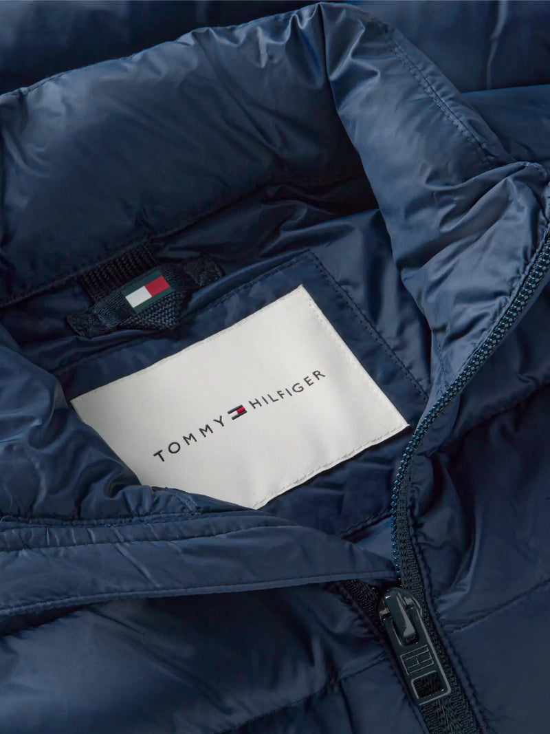 Tommy Hilfiger essential down gilet with soft sheen finish.