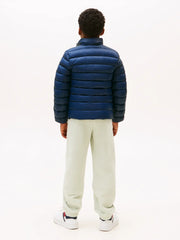 Back of the Tommy Hilfiger navy essential down jacket.