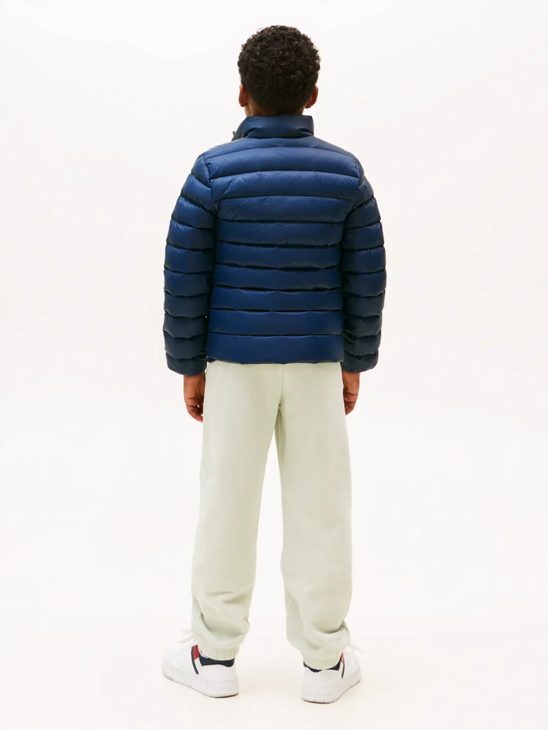 Back of the Tommy Hilfiger navy essential down jacket.