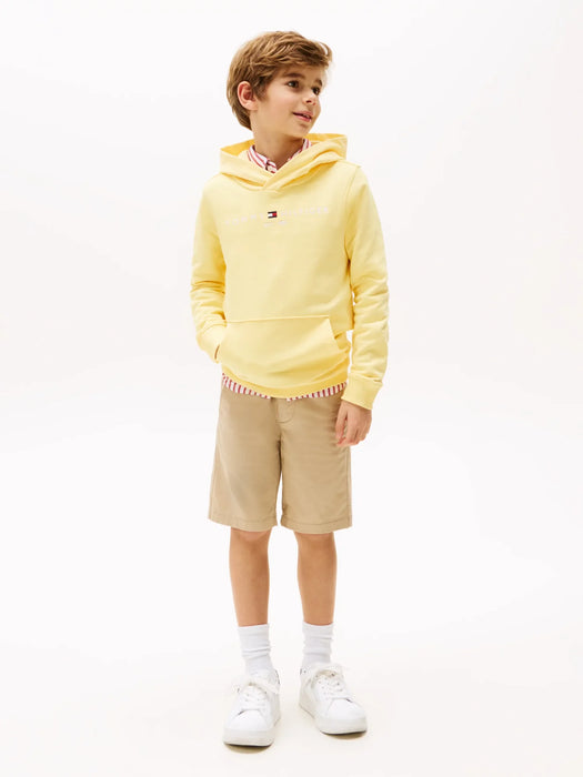 Boy modelling the Tommy Hilfiger essential hoodie.