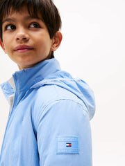 Tommy Hilfiger sky blue jacket with packable hood.
