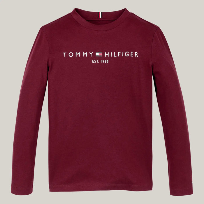 Tommy Hilfiger boy's burgundy essential l/s t-shirt - ks00202.