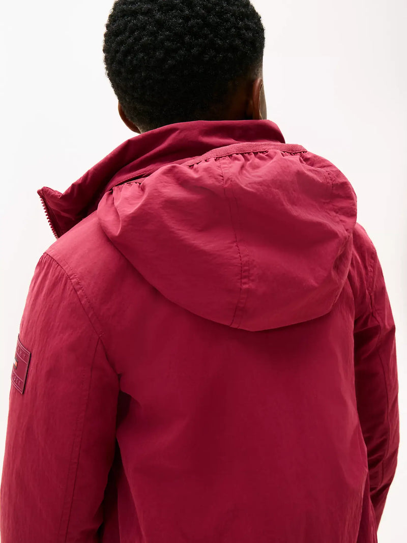 Boy's lightweight jacket with packable hood. 