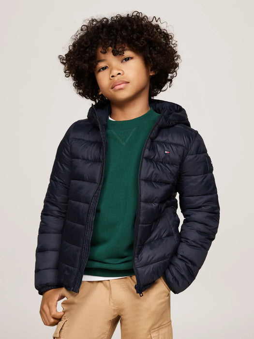 Closer view of the Tommy Hilfiger essential puffer jacket.