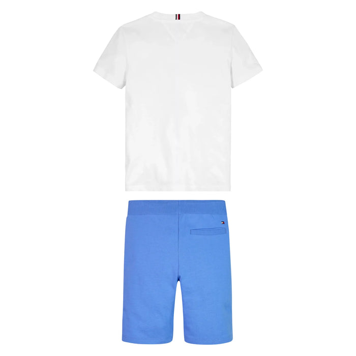 Back of the Tommy Hilfiger Essential Shorts Set - Blue.
