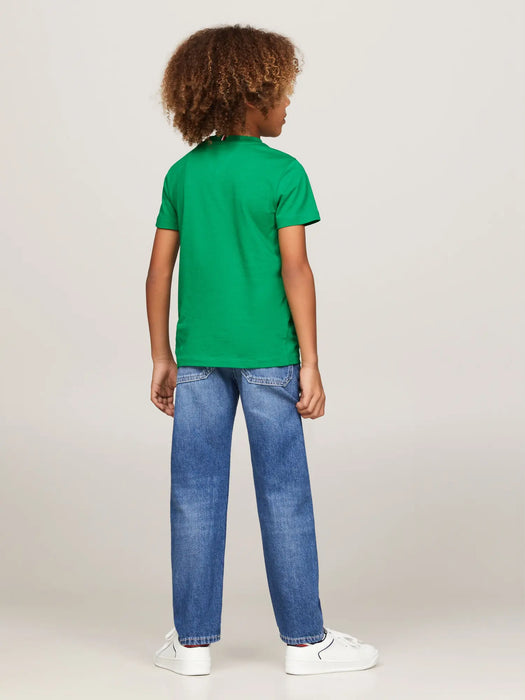 Reverse side of the Tommy Hilfiger green essential t-shirt.