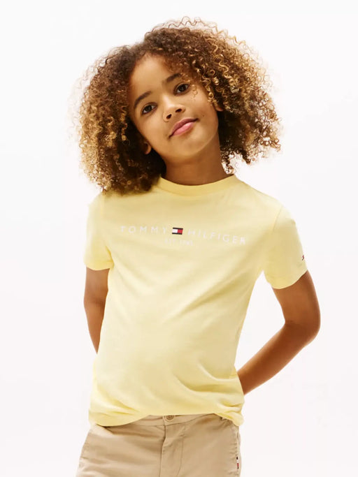 Boy modelling the Tommy Hilfiger essential t-shirt.