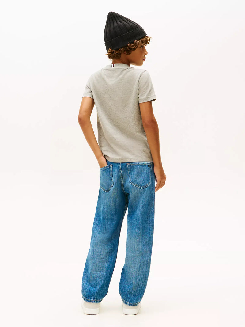 Back of the Tommy Hilfiger grey faded logo t-shirt.