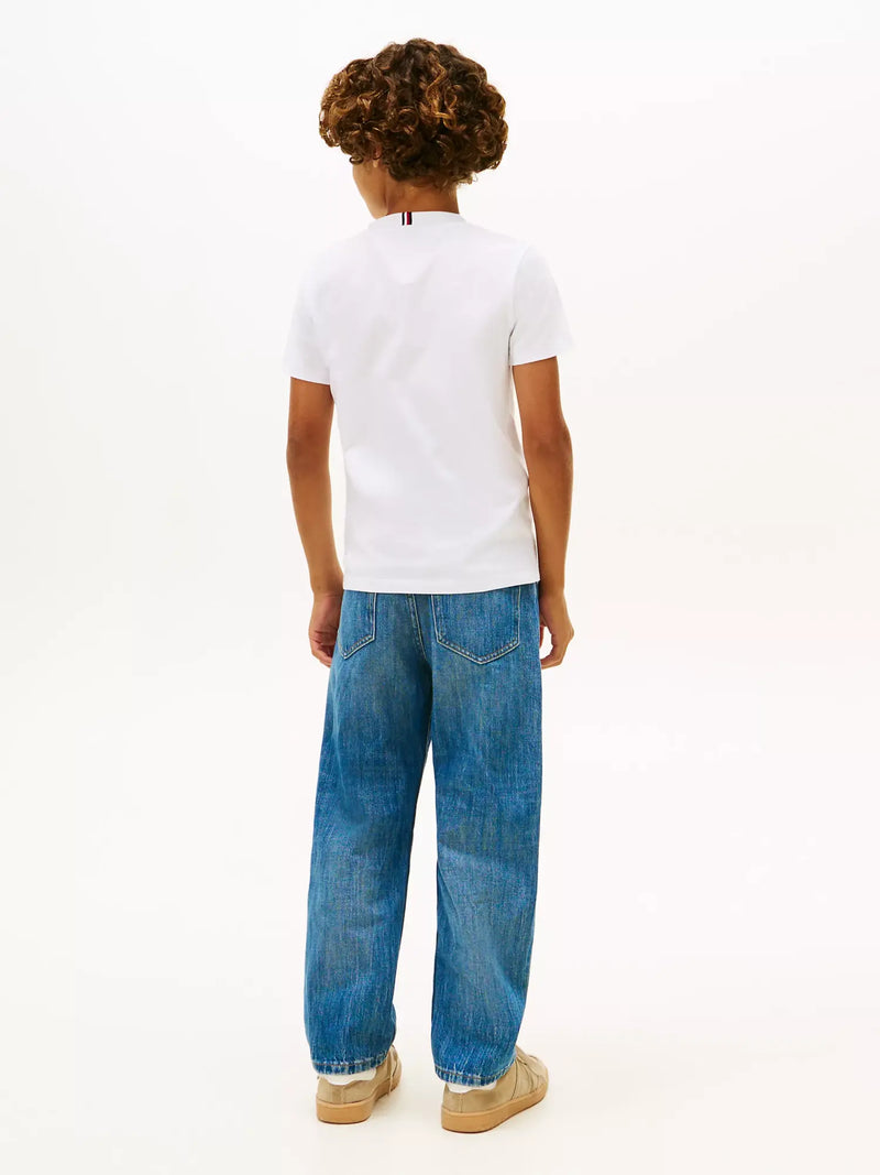 Back of the Tommy Hilfiger white faded logo t-shirt.