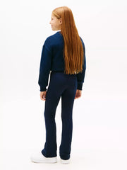 Back of the Tommy Hilfiger navy flared leggings.