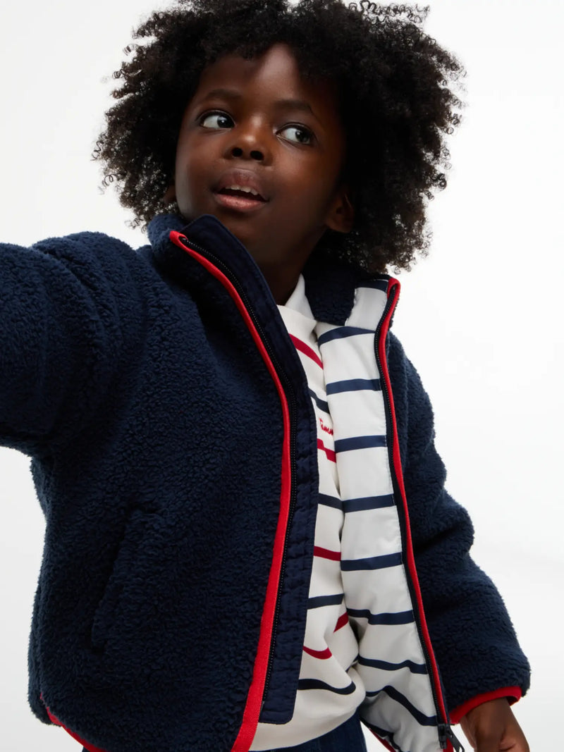 Closer look at the Tommy Hilfiger fleece jacket.