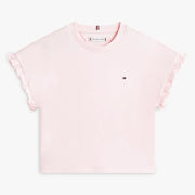 Tommy Hilfiger girl's frilled sleeve t-shirt - kg08970.