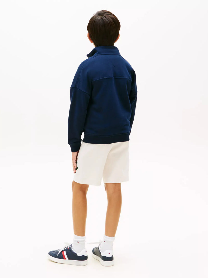 Back of the Tommy Hilfiger boy's half zip sweatshirt.