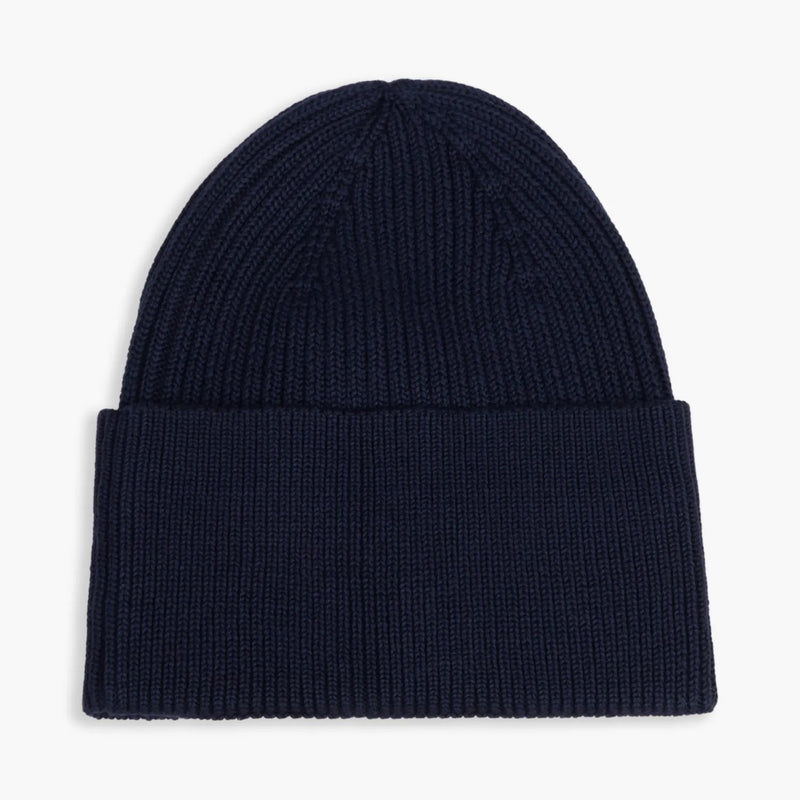 Back of the Tommy Hilfiger navy heritage beanie.
