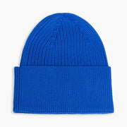 Back of the Tommy Hilfiger blue heritage beanie.