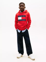 Boy wearing the Tommy Hilfiger heritage flag hoodie.