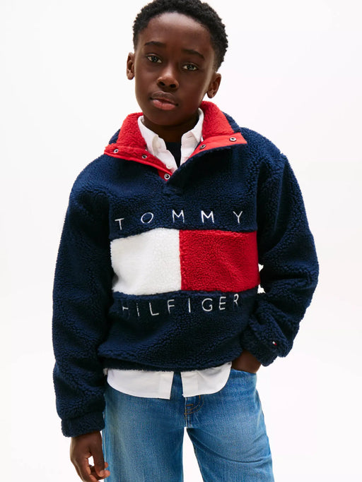 Closer look at the Tommy Hilfiger heritage flag fleece sweatshirt.