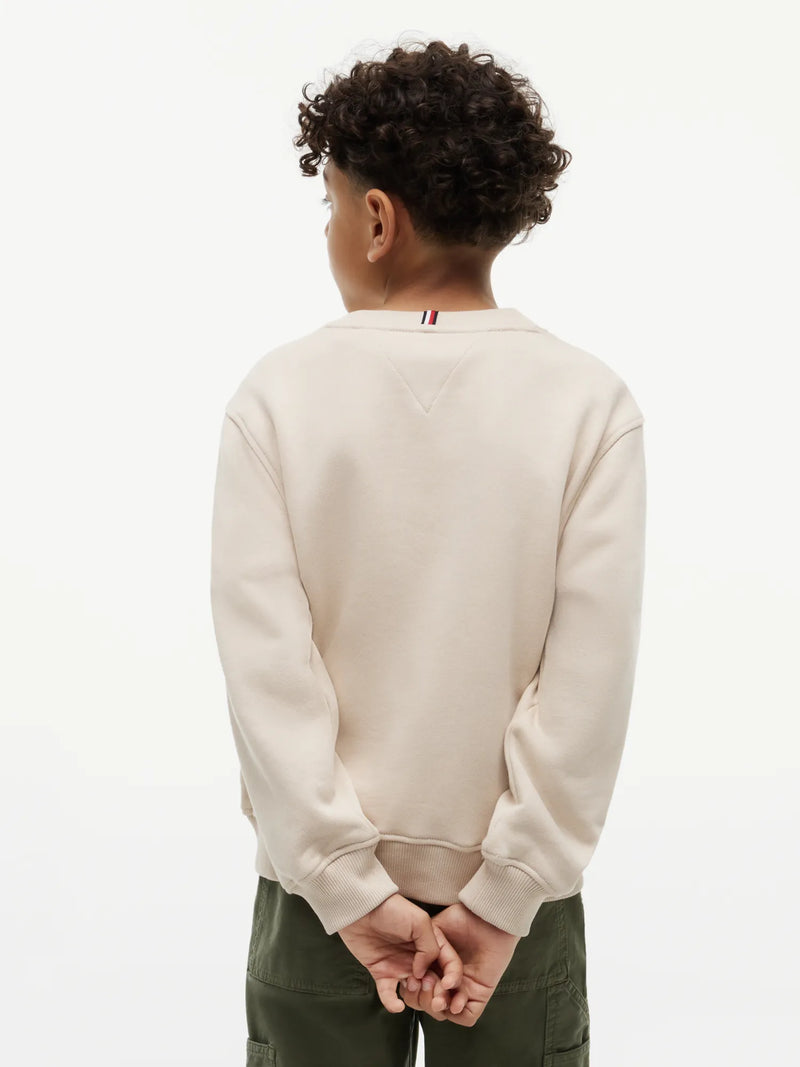 Back of the Tommy Hilfiger beige heritage flag sweatshirt.