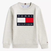 Tommy Hilfiger light grey heather heritage flag sweatshirt - ks00709.