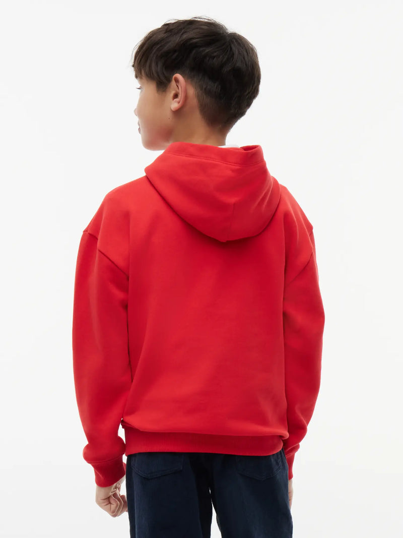 Back of the Tommy Hilfiger red heritage flag hoodie.