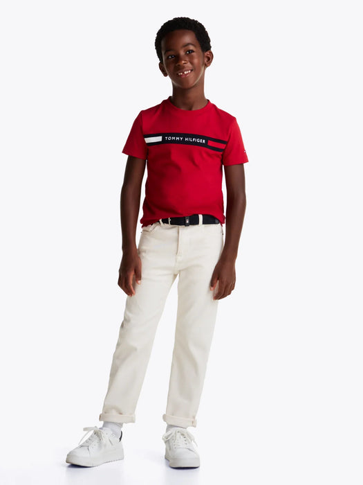 Boy modelling the Tommy Hilfiger insert t-shirt.