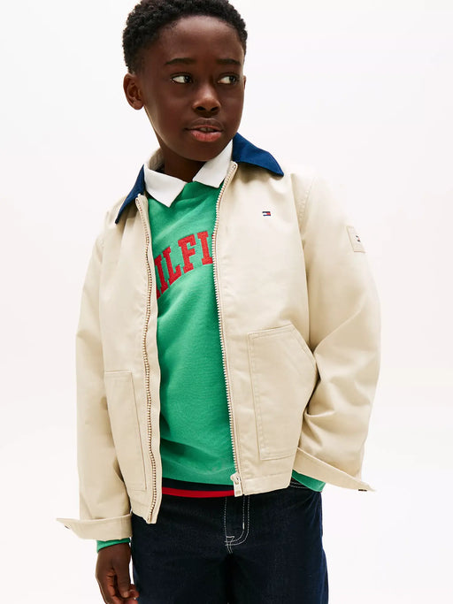 Closer look at the Tommy Hilfiger contrast collar jacket.