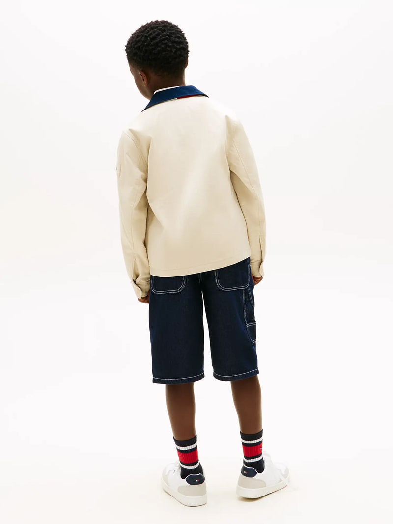 Rear view of the Tommy Hilfiger contrast collar jacket.