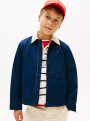 Closer view of the Tommy Hilfiger contrast collar jacket.