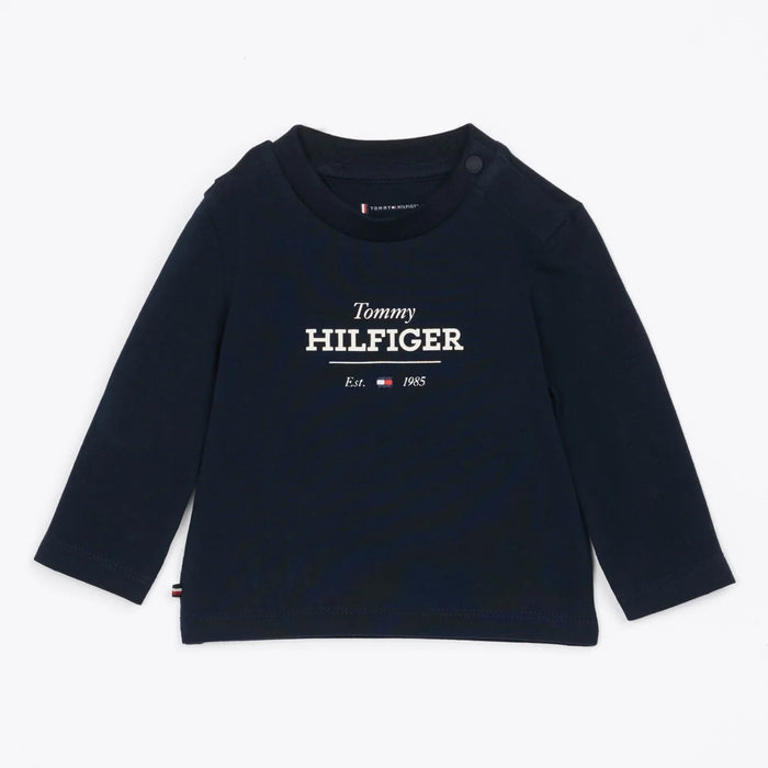 Tommy Hilfiger navy long sleeve monotype t-shirt - kn01965.