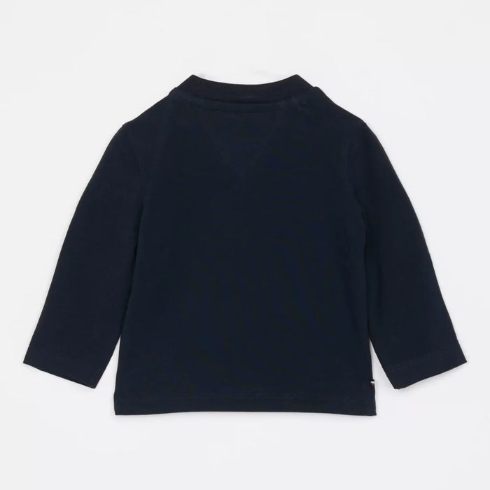 Back of the Tommy Hilfiger navy long sleeve monotype t-shirt.