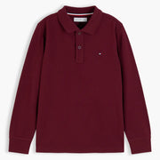 Tommy Hilfiger boy's burgundy long sleeve polo shirt - kb09664.